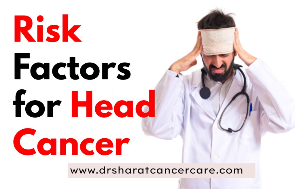 Doctor holding head in pain against a white background, symbolizing the risk factors and symptoms associated with head cancer.